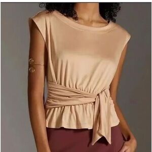 Anthropologie Draped Wrap Tank in Peach Tan‎ size Small